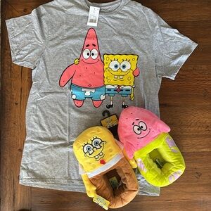 SpongeBob Patrick slippers and tshirt